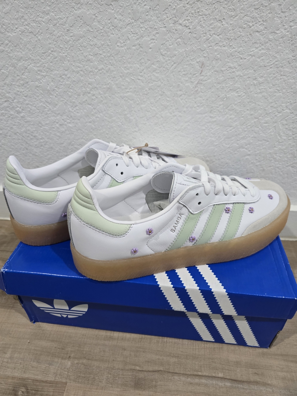 Adidas Women's Samba Platform Sneakers in White & Mint with Lavender Details - Picture 2 of 9
